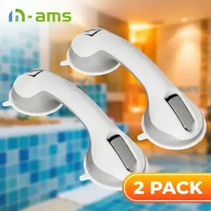 H-AMS 11" Grab Bars for Bathtubs and Showers 2 Pack Shower Handle with Strong Suction Safety Bars for Seniors Non-Slip Ergonomic Design for Stability and Safety
