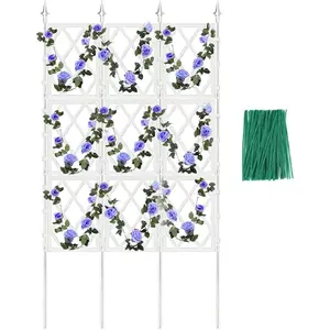 5.25FT Metal Pipe Trellis for Climbing  Outdoor, Garden Wall White Trellis with Garden Twist Tie, Support Tall  Fence for Ivy Vines Rose Flower