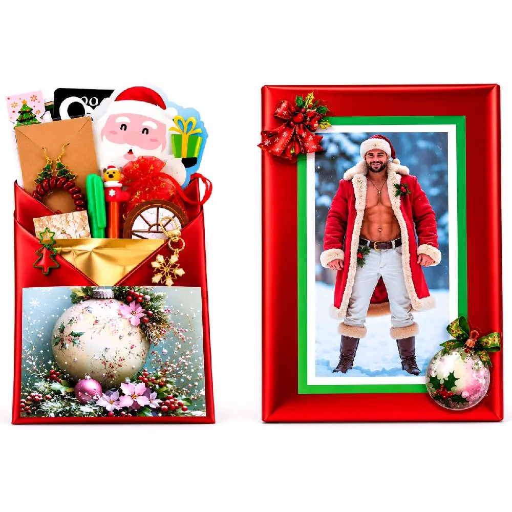 Naughty or Nice Blind Date with a Book Deluxe Holiday Literature Gift Basket - Handmade, Decorated & Wrapped Surprise for Book Lovers/Readers, Includes Tarot Cards, Stocking, Ornament, Face Mask, Jewelry, Pen, Highlighter, Stickers, Bookmarks & More