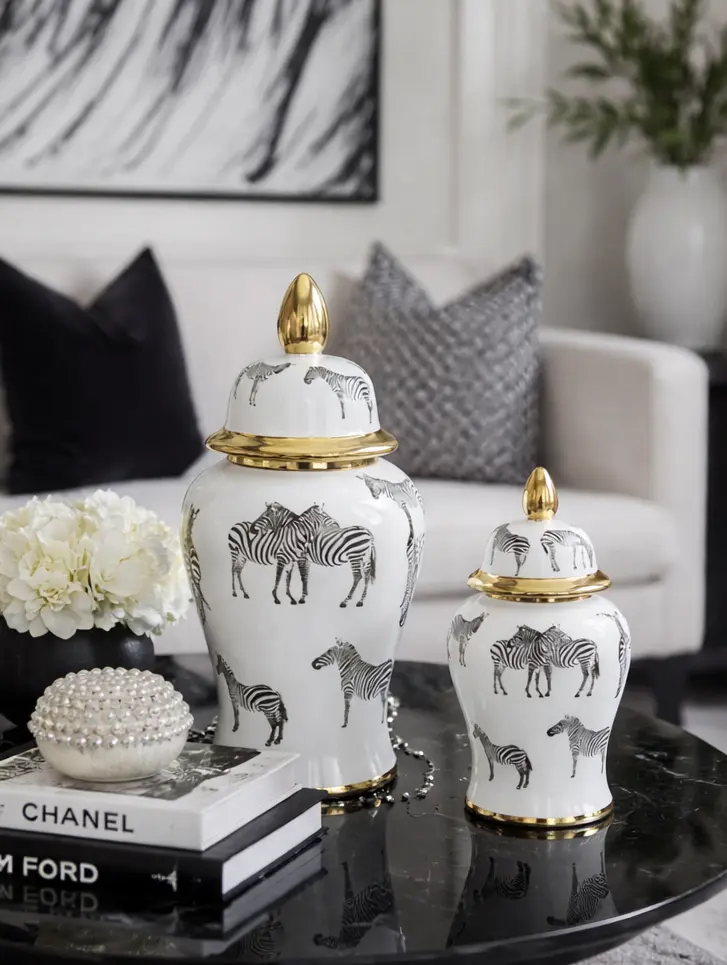 Zeb White Ceramic Ginger Jar (Multiple Sizes)