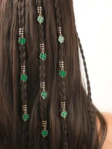Women's Braided Hair Ties, Clover Hair Clips for Holiday Party, St Patricks Day Accessory, Lucky Hair Decoration