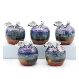 Seven Chakras Crystal Apple Christmas Home Decoration Energy Crystal Apple Sparkling Design for Festive Atmosphere