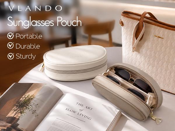 VLANDO Women's Classic Double Sunglasses Organiser Case, Small PU Leather Lightweight Travel Zipper Pouch with Protective Soft Velvet Compartments, 2-Pair Glasses Storage for Everyday Carry, Car Use, Two-Pairs VLANDO Women's Classic Double Sunglasses Organiser Case, Small PU Leather Lightweight Travel Zipper Pouch with Protective Soft Velvet Compartments, 2-Pair Glasses Storage for Everyday Carry, Car Use, Two-Pairs