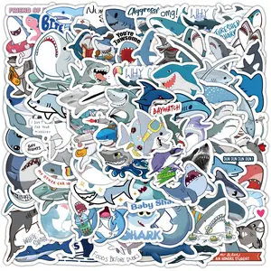 100Pcs Cute Cartoon Shark Ocean Sticker Set - Waterproof Decor for Luggage & Phones