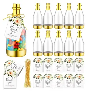 Champagne Bottle-Shaped Candy Gift Boxes, Set of 10, Ideal for Weddings & Parties, Elegant Party Favors, Thank You Tags