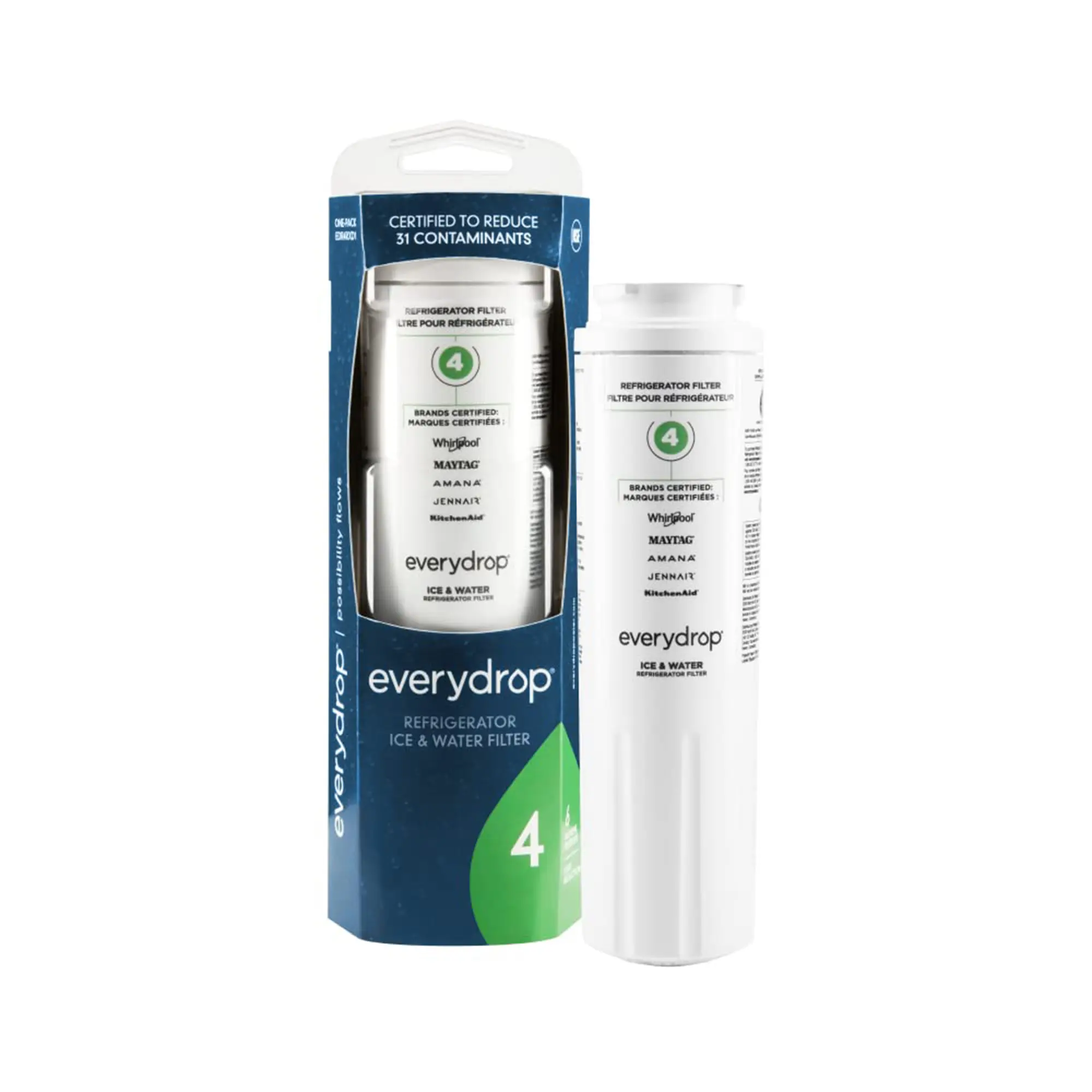 Replacement Refrigerator Ice & Water Filter 1 (EDR4RXD1 Single Pack) - Hassle-Free Swap-In, Contaminant Reduction, Cleaner Water, Traps Industrial Chemicals & Waterborne Parasites, Ensures Fresh Ice, Refrigerator Accessories, Replacement Parts