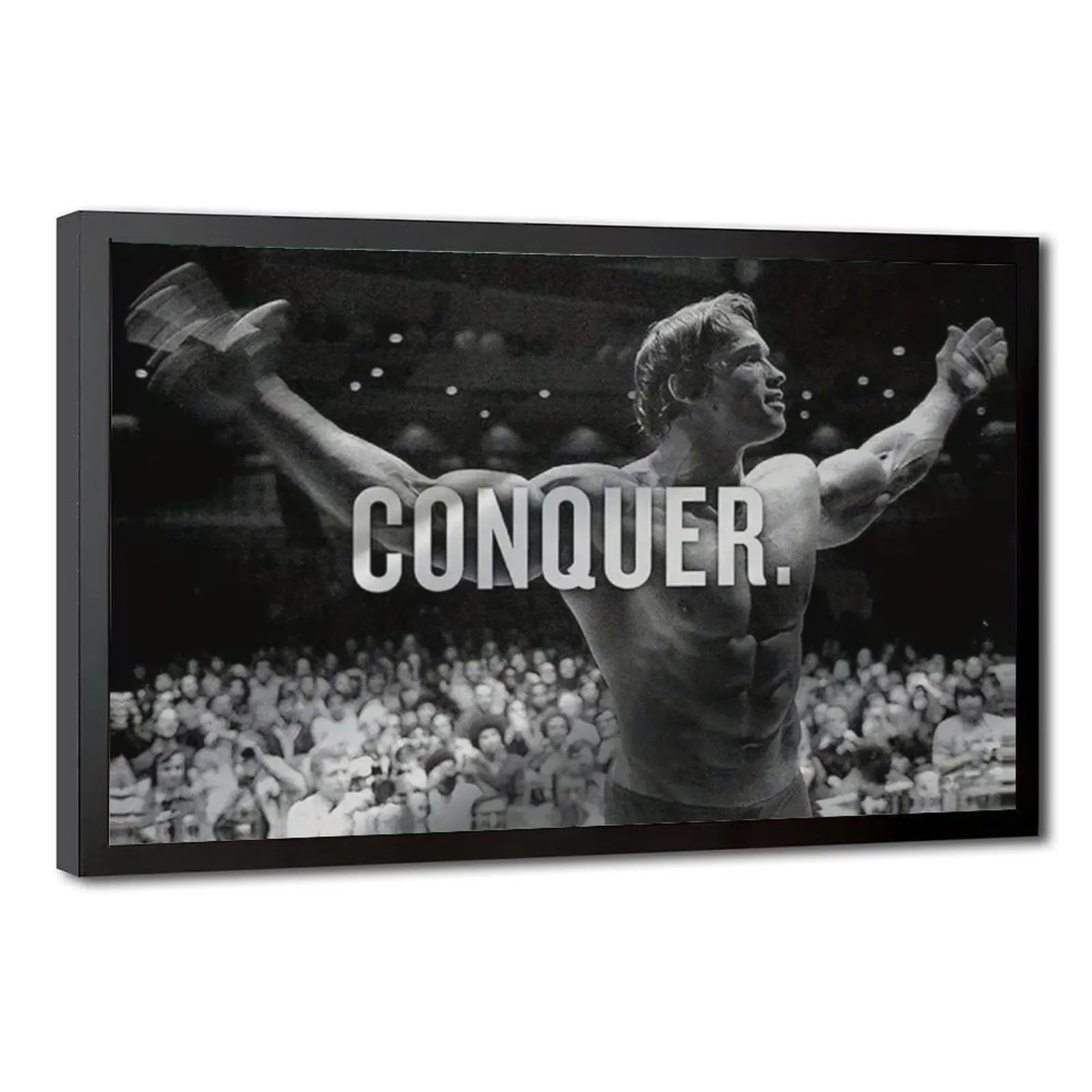 "Conquer" Artistic Minimalist Motivational Fitness Poster - Framable Home Decor Gift for Gym, Home Gym Walls