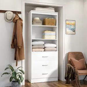 Cyclysio 23.6" W Closet System with Drawers, Petite Friendly 71'' Tall Walk-in Closet Organizer System Wardrobe with Storage Shelves for Small Space