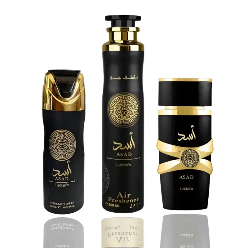 Lattafa Asad + Asad Deodorant + Asad Air Freshener – 100ml EDP + 200ml Deo + 300ml Spray – Bold, Long-Lasting Fragrance Collection for Men Summervibes
