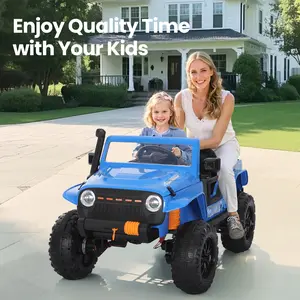 PHI VILLA Kids Electric Ride on Truck, 12V-24V Ride on Car w/Parent Remote Control, Power Wheels Outdoor Toy, 3 Speeds, LED Lights & Bluetooth, Gift for Kids Ages 3+