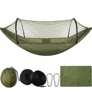 Double Camping Hammock with Mosquito Net, Sunshade Tarp, Heavy-Duty 2-Person Capacity, Sturdy Metal Carabiners - Portable Travel Hammock for Outdoor Camping, Backyard Use，Hammock camp，durable hammock