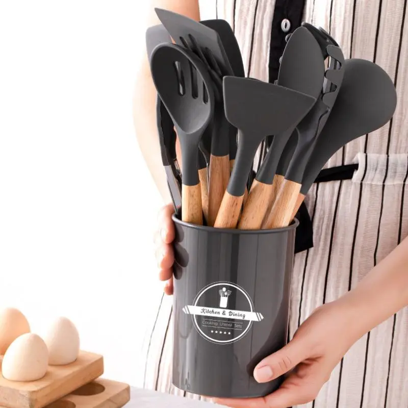 Silicone Kitchen Utensils Set, 12pcs/set Non-stick Heat Resistant Cooking Utensils Set, Kitchen Cooking Utensils Set for Cooking & Baking, Silicone Spatula Set, Kitchen Utensils Gadgets, Cooking Tools
