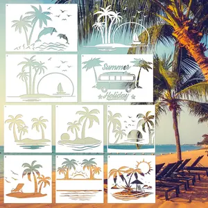 Palm Tree Painting Stencils - 9 count Large  Beach Stencils Template for Summer Holiday   & Painting