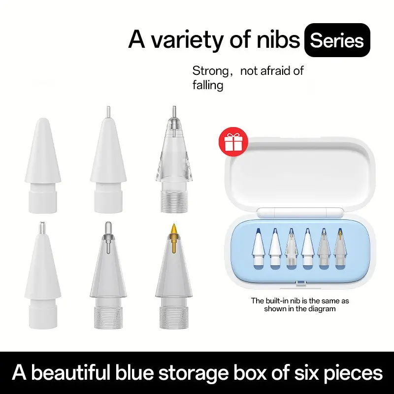 Apple Pencil Metal Tip Set, Durable Metal Tips for Apple Pencil, Replacement Metal Pen Tips, Wear-Resistant Metal Pen Tips Kit, Stylus Tip