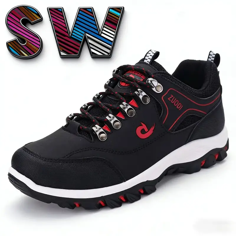 Men's Low Top Synthetic Round Toe Athletic Shoes - Breathable, Water-Safe Fashion Casual Trainers, Rubber Slip-Resistant Sole, Lightweight Laces, All-Seasons Outdoors Hiking & Light Walking Shoes