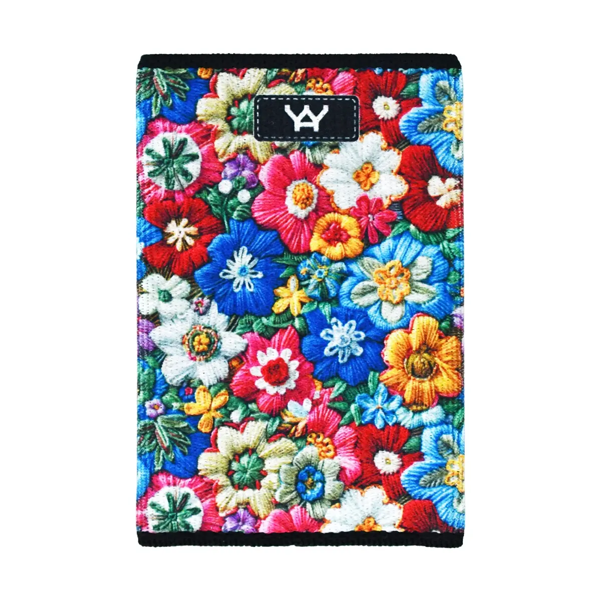 YaYwallet Embroidered Floral Cardholder, Minimalist Elastic Wallet for Men & Women, Everyday Front Pocket RFID Blocker, Made in USA