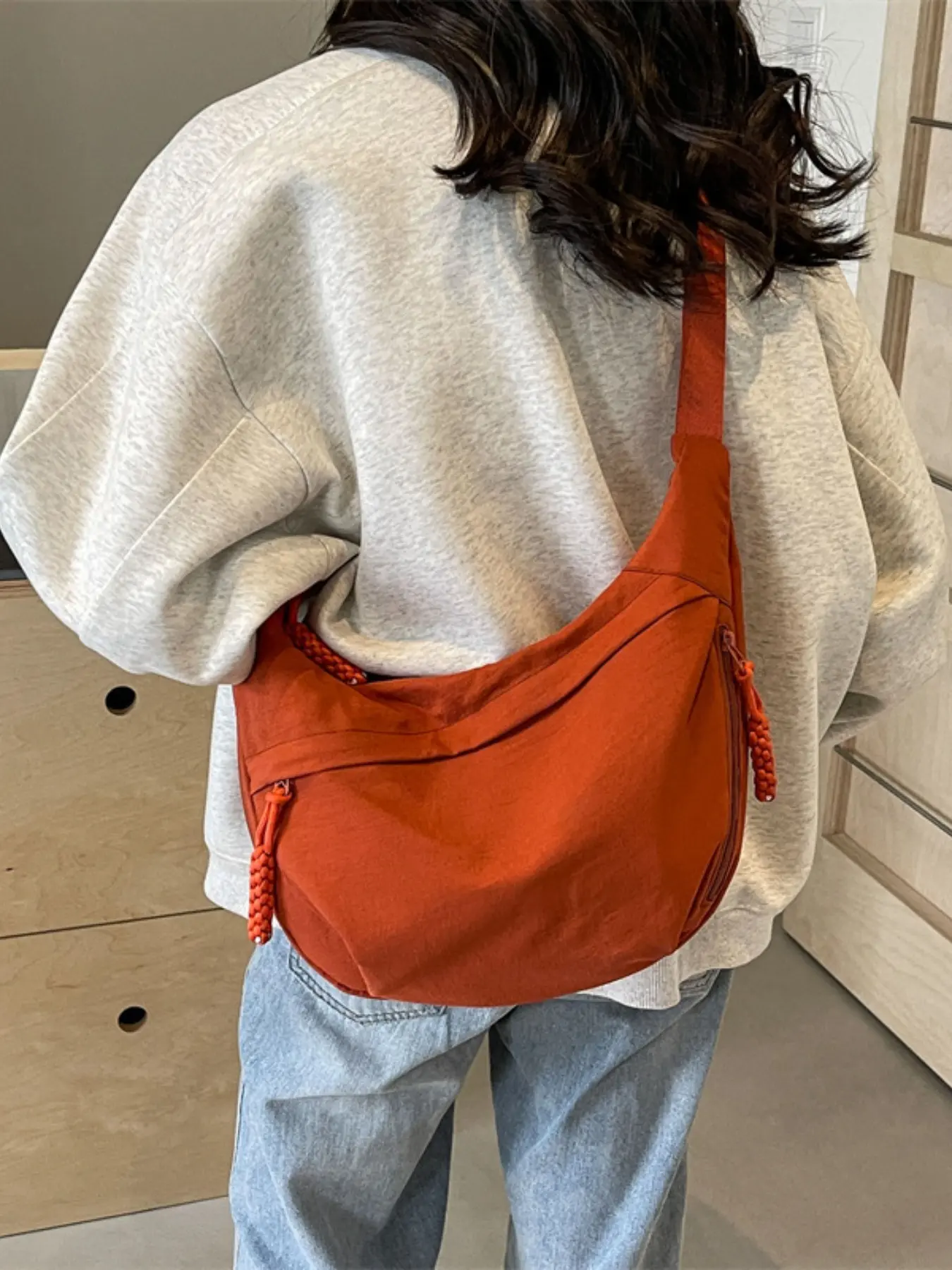 Lightweight Nylon Crossbody Bag, Casual Daily Shoulder Bag, Simple Large Capacity Messenger Bag, Travel Underarm Bag