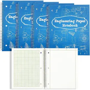 Engineering Computation Pad 8.5" x 11" Wirebound Spiral Grid Notebook 5 Squares Per Inch Graph Paper for Drafting Drawing Blueprint Sketching Blue 4 Pads