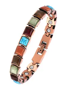 Women's Copper Bracelet with Strong Magnet, Pure Copper Copper Colorful Blue Turquoise Magnetic Fashion Gift, Vintage Casual Style, Trendy Bangle