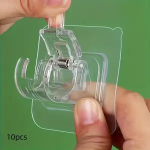 10-Piece No-Drill Curtain Rod Bracket Set, Self-Adhesive Wall Mounting Brackets, Easy Installation for Home and Hotel Use