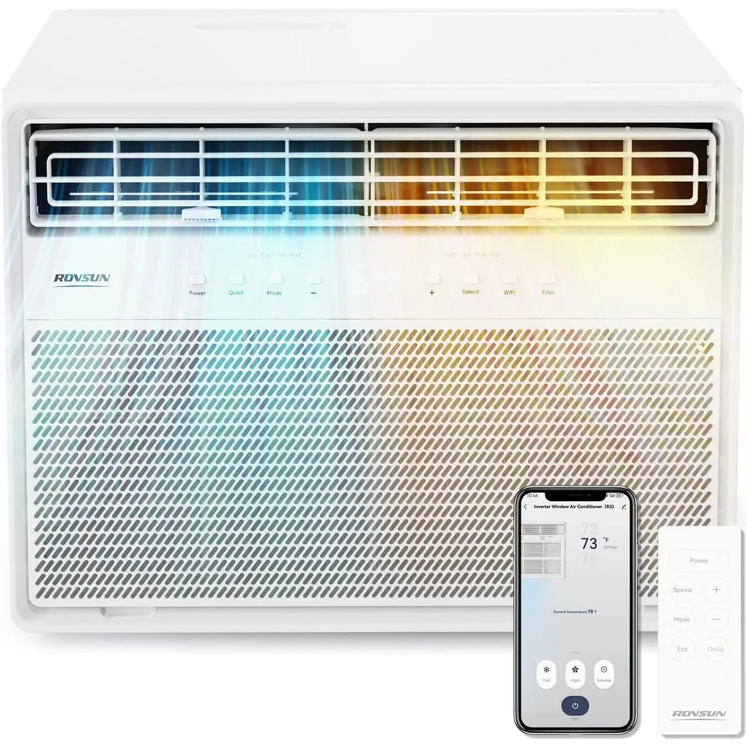 ROVSUN 8000/12000 BTU Inverter Window Mount Air Conditioner with Cool & Heat, WiFi, Remote & App Control, Ultra Quiet Design, Easy Install Kit, Works with Alexa/Google Assistant, 115V/60Hz for Home Cooling Solutions, Stay Cool