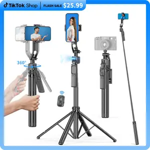 67" Smart AI Selfie Tripod – Auto Tracking, 360 °   Rotation, Anti-Shake Gimbal, Remote Control, Foldable & Extendable for iPhone Android, Vlog & Travel Use stick wireless