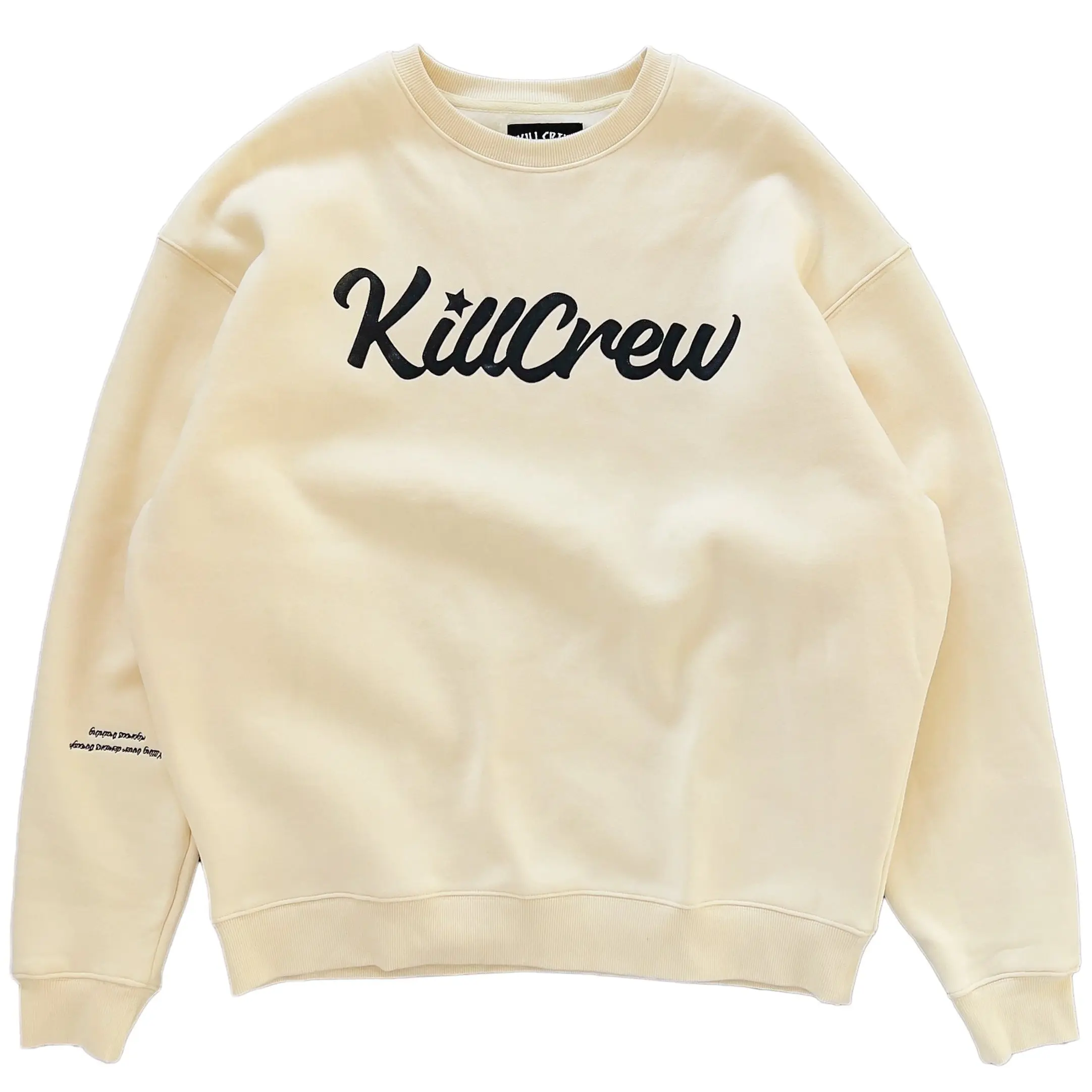 Kill Crew Women's Oversized Lux Script Crewneck Sweatshirt - Minimalist, Unique Washed Finish, Loose-Fitting, Normal Type, Cotton-Polyester Fleece Liner, Soft, Round Neck, Pullover, Casual, Plain, Comfortable Tops
