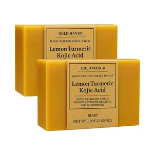 Gold Mango Lemon Turmeric Kojic Acid Brightening Soap 200g - Dark Spot Remover & Glowing Skin Bar for Face & Body