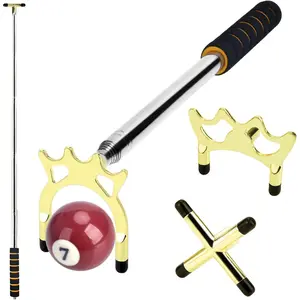 Retractable Billiards Cue Bridge Snooker Pool Bridge Stick with 3 Pcs Removable Bridge Head Pool Cue Table Accessories for Game Competition