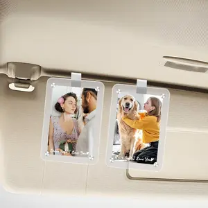 2PCS Acrylic Magnetic Photo Visor Clips For Cars, Car Picture Frame Visor Clip, Drive Safe I Love You Picture Frame, Car Visor Clip For Pictures, Magnetic Acrylic Frames Gift for Dads Daughter Son