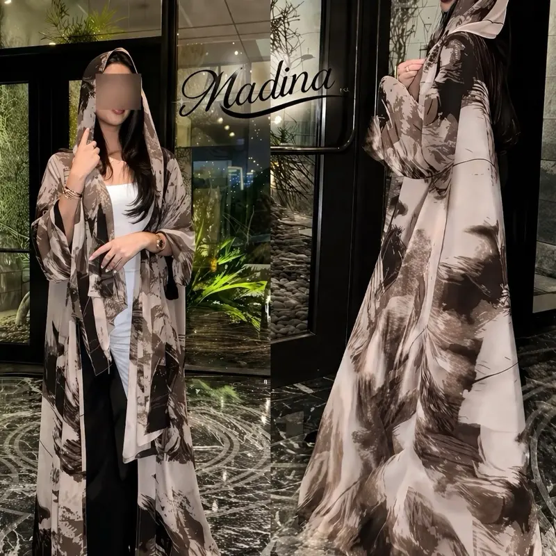 Safiya Ink Wash Abaya Set
