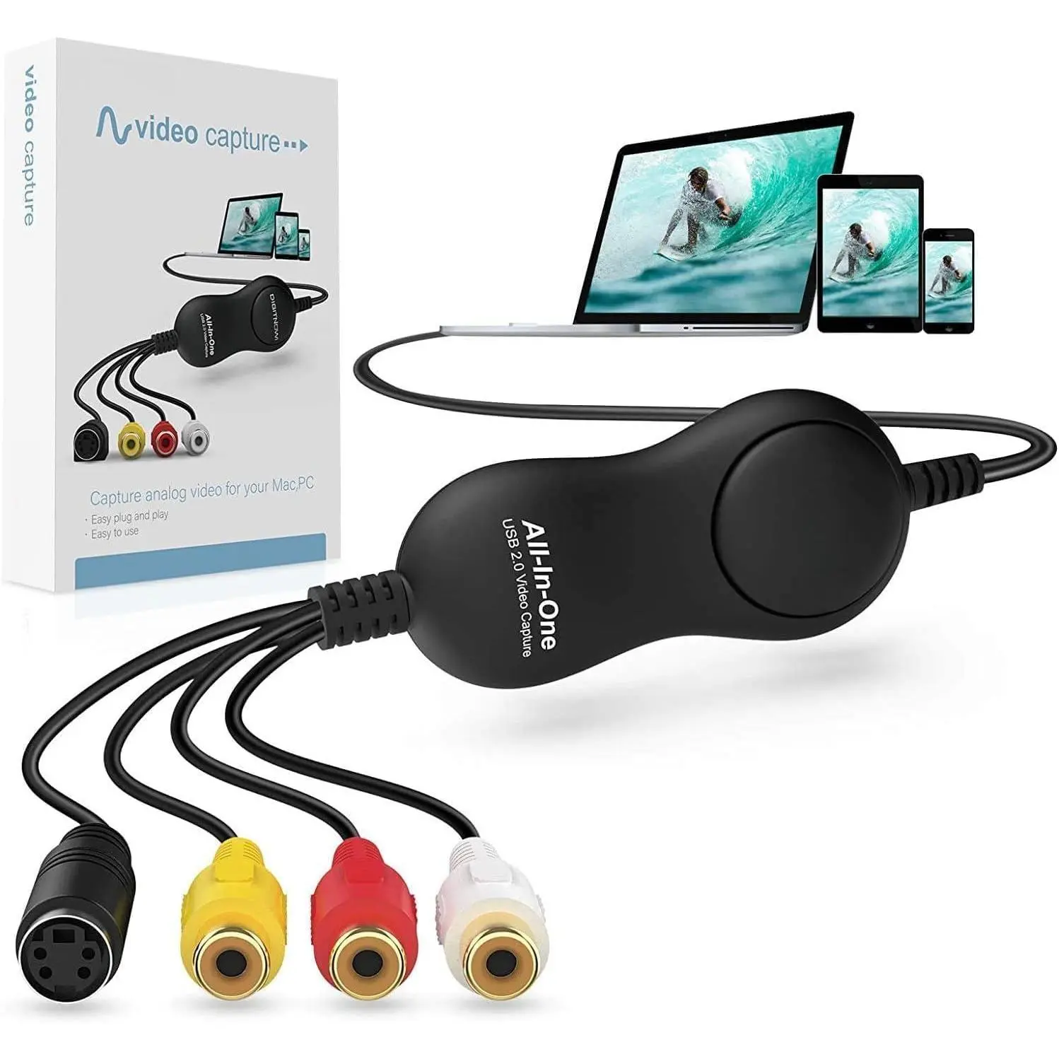 Vhs To Digital Converter Rca Usb 2.0 Video Capture Card  Convert Vcr Tv Dvd For Tape Mac/pc/tv/camcorder Os Windows Compatible