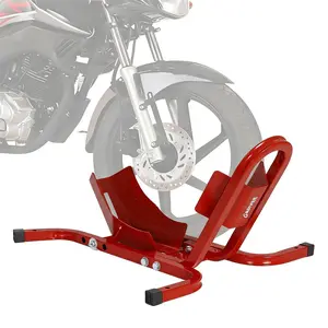 1800 Lb Capacity Heavy Duty Motorcycle Wheel Chock – Dirt Bike Wheel Chocks Adjustable 16"-21" Tire Fit for Cruisers, Dirt Bikes & ATVs, Rust-Resistant Steel Trailer & Garage Mount,Red