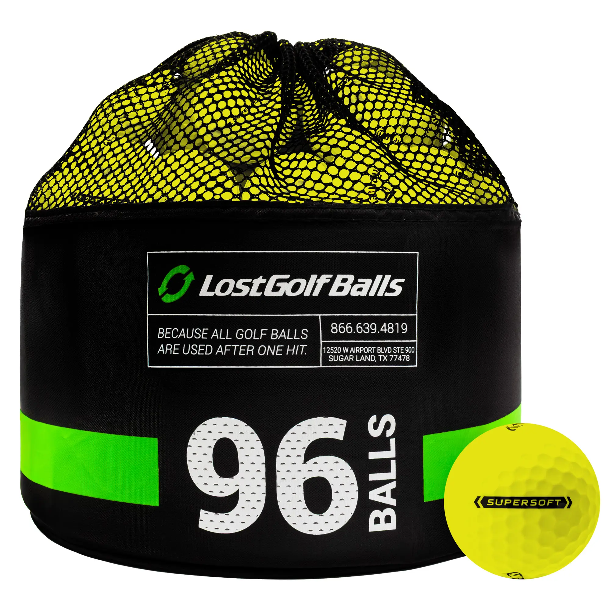 Callaway Supersoft Yellow Golf Balls, Mint Condition 96 Ball Golf Pack - Low-Compression Design for Easy Distance & Forgiving Performance, Golf Gear, Everyday Play