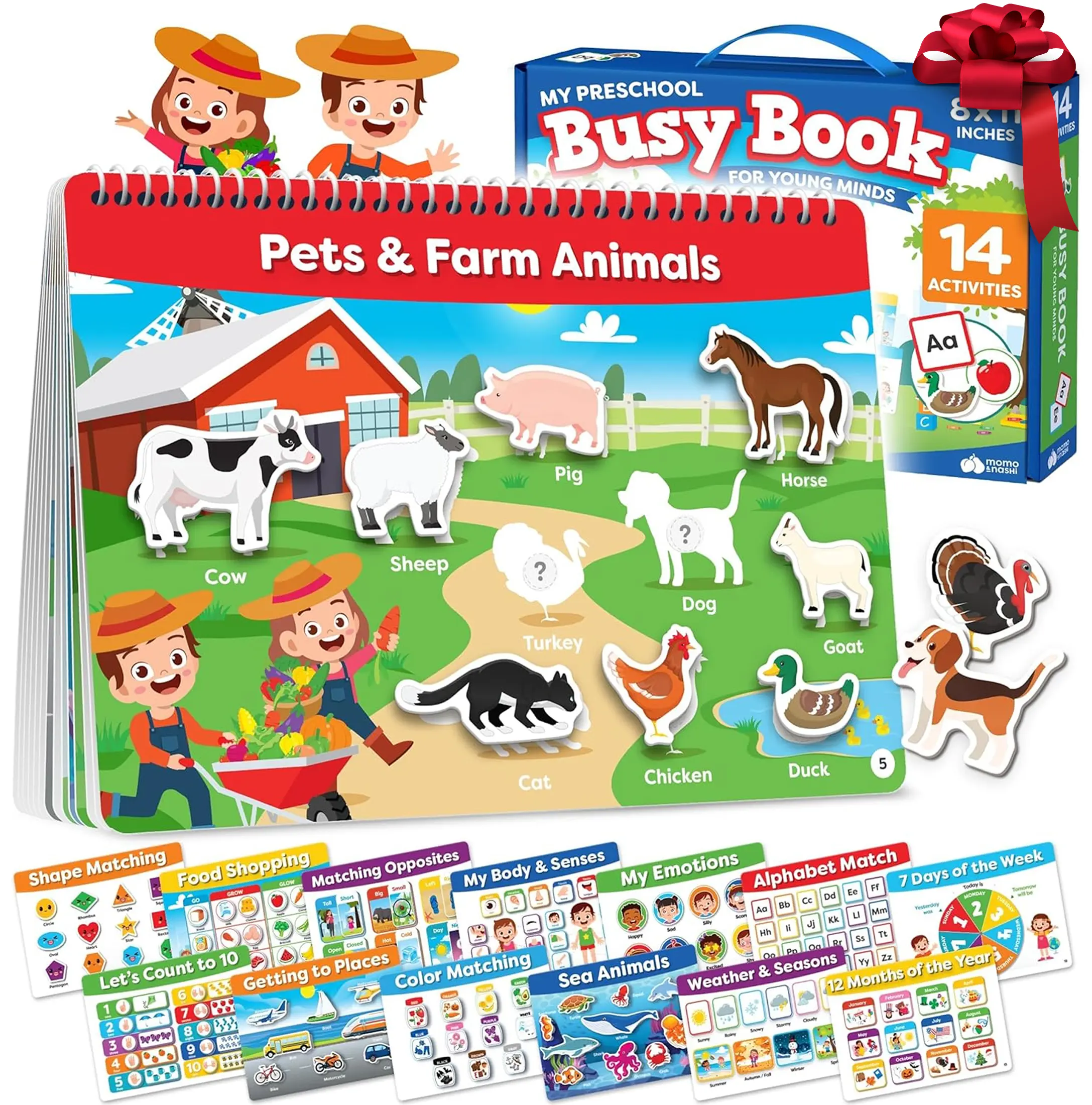 [Back to school shopping] Busy Book for Toddlers Early Education Gifts - Montessori Preschool Learning Activities Homeschool Gifts