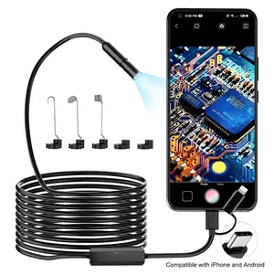 16.4ft Endoscope Camera with Light 1920P HD IP67 Waterproof Borescope with 8 LED Lights, Semi-Rigid 8mm Snake Camera Semi-Rigid Cable Diagnostic Tool for Drain Pipe Engine Plumbing Home Improvement Camera for iPhone for iPad for Samsung