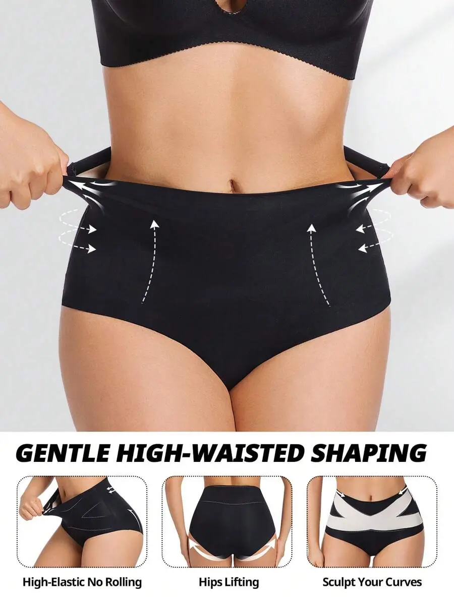 Women Cross High Waist Tummy Control Brief Panty Girdle Hips Lift Underwear No Show Shapewear Bottom