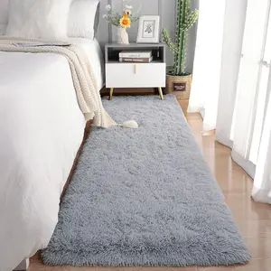 Soft Runner Rugs for Bedroom Living Room Plush Fluffy Rug 2x6 Feet, Shag ry Area Rug Carpet Non Shedding for    Girls Room Home Decorative, Grey