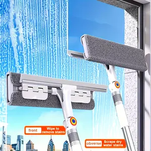 2-in-1 Glass Wiper Tool, Multifunctional Dual-Head Plastic and Stainless Steel Streak-Free Squeegee, Compact, Lightweight, Easy-to-Use, Durable Home Cleaning Accessory for Bathroom Walls and Floors summerwins,summerwins