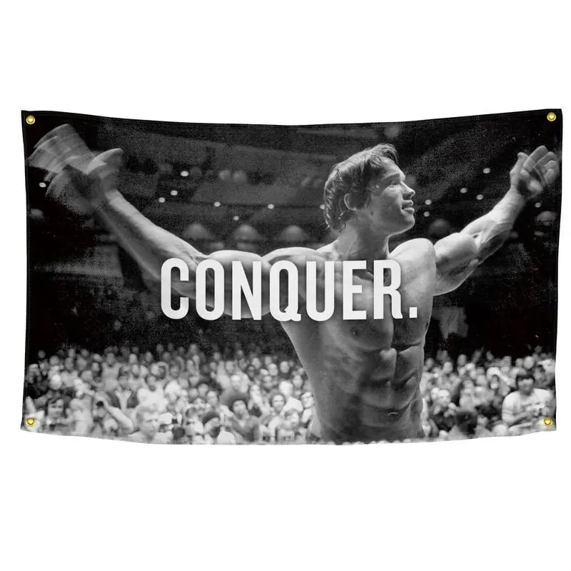 Conquer Gym Motivational Poster, 1 Count Gym Decor Backdrop, Fashionable Wall Hanging Banner for Home Gym, Party Decoration, Modern Minimalist Design, for Men, Unique Artwork, Durable Material