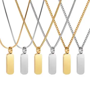 Elegant Gold & Silver Color Rectangular Pendant Necklaces for Men and Women