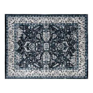AMERLIFE 5' x 8'/6'x9' /7'x10'/9'x12' Wilton Collection Area Rug, Durable Low Pile Non-Slip Washable Rug for High Traffic Areas, Distressed Floral Pattern Vintage Rug for Living Room, Bedroom, Dining Room