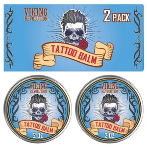 Viking Revolution Tattoo Care Balm for Before, During & Post Tattoo – Safe, Natural Tattoo Aftercare Cream – Moisturizing Lotion to Promote Skin Moisture (2oz, 2 Pack)