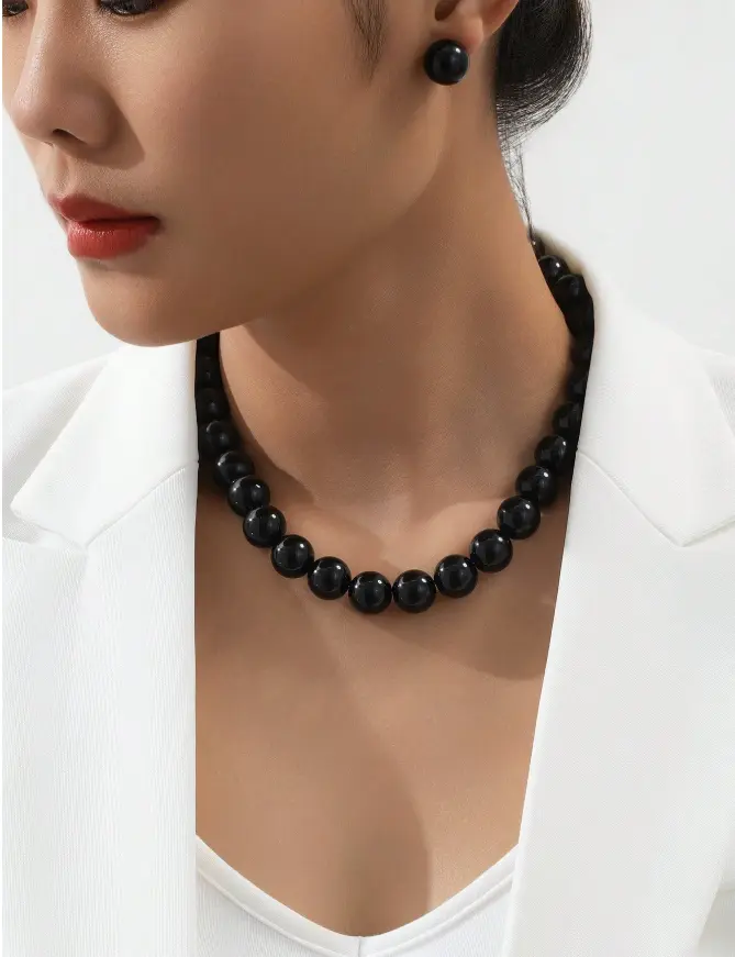 Beaded Necklace & Earrings Set for Women, Vintage Jewelry for Parties & Events