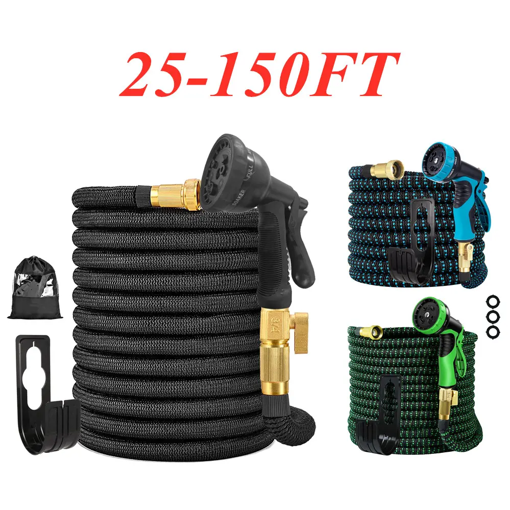 100FT 4X Stronger Expandable Magic Hose, Heavy Duty Leak-Proof Flexible Water Accessory with Heavy Duty Hose Nozzle (Sports & Outdoor), Hose Nozzle Heavy Duty