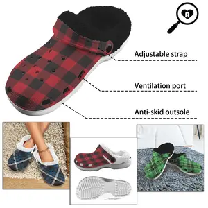 Sherpa Fleece Fur Plaid Premium Clogs