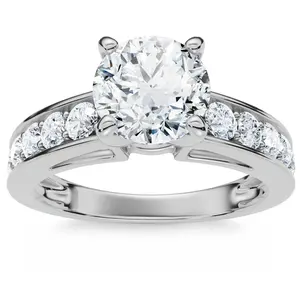 Certified 3Ct Diamond Engagement Ring Cathedral 14k Gold Lab Grown