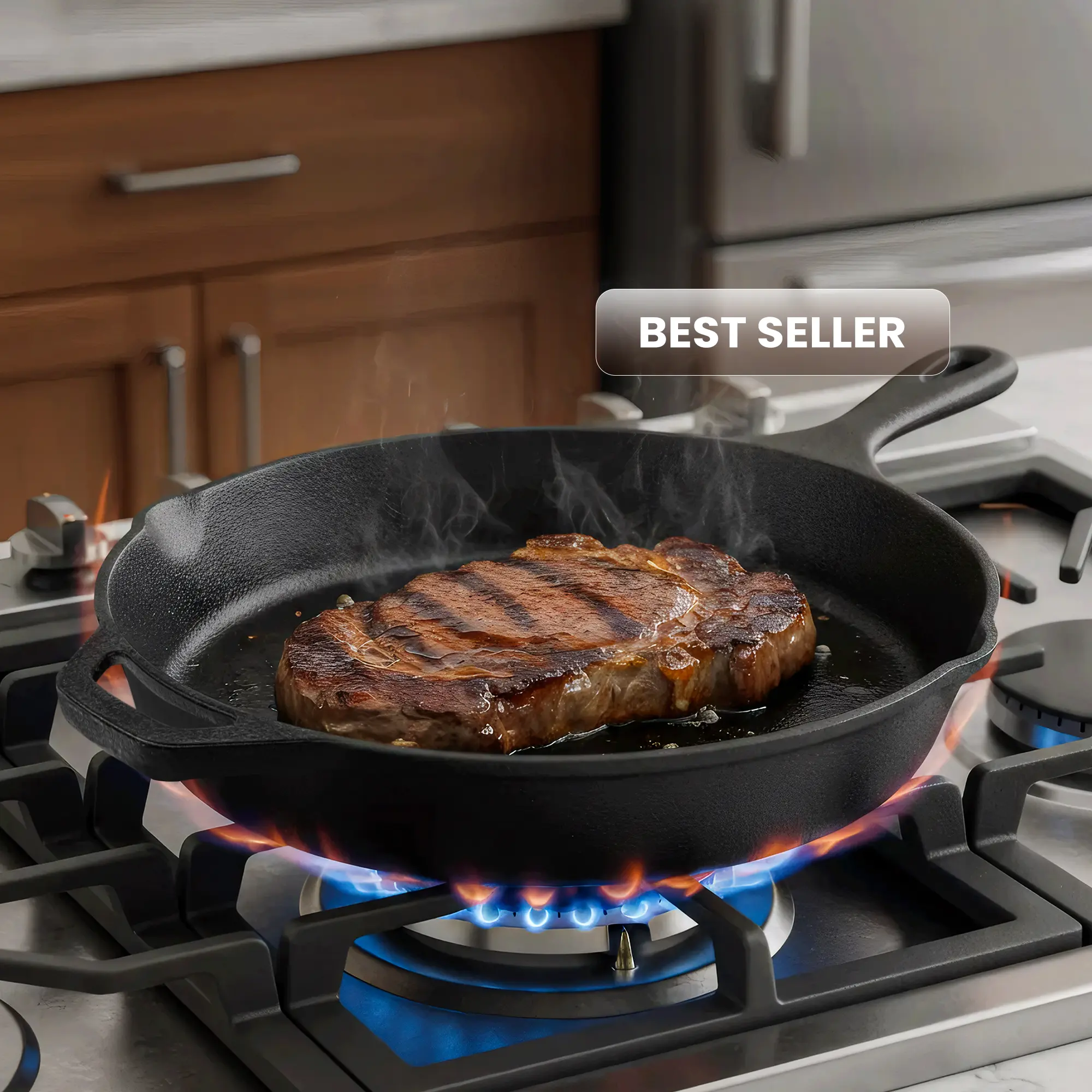 12-in Pre-Seasoned Cast Iron Skillet - Durable Cookware, Ready-to-Use Cooking Pan for Searing, Multipurpose Indoor Kitchen Supplies, Cast Iron Skillets, Cooking Pans