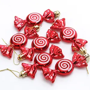 Red Candy Cane Christmas Ball Hanging Decorations Festive Christmas Wedding New Year Window Home Accessories