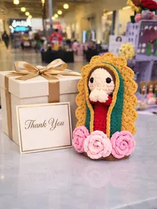 Handmade Guadalupe Crochet Plush Soft Velvety Amigurumi Meaningful Catholic Gift Wool Material Unique Special Piece